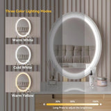 ARTETHYS Small Makeup Vanity Desk with 3 Adjustable Lighted Mirror and Chair, 24 Inch Makeup Vanity Table with Big Drawer Wooden Frame for Small ARTETHYS