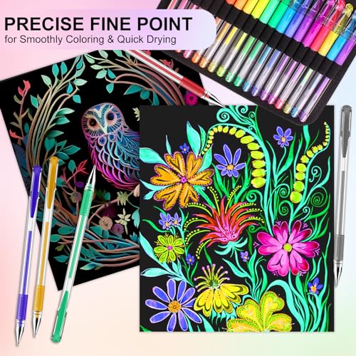 Oficrafted 160 Pack Gel Pen Sets for Adult Coloring Books, Colored Gel Pens with 40% More Ink, Gel Coloring Pens with Travel Case for Artists and