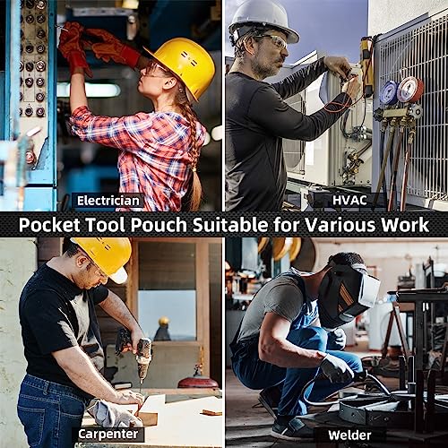 MELOTOUGH Pocket Tool Pouch Tool Belt Pouches with Belt Clip Utility Mini Tool Organizer Pouch for Electrician,Carpenter,Construction,Technician - WoodArtSupply