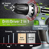 WORKPRO 20V Cordless Drill Combo Kit, Drill Driver and Impact Driver with 2x 2.0Ah Batteries and 1 Hour Fast Charger WORKPRO