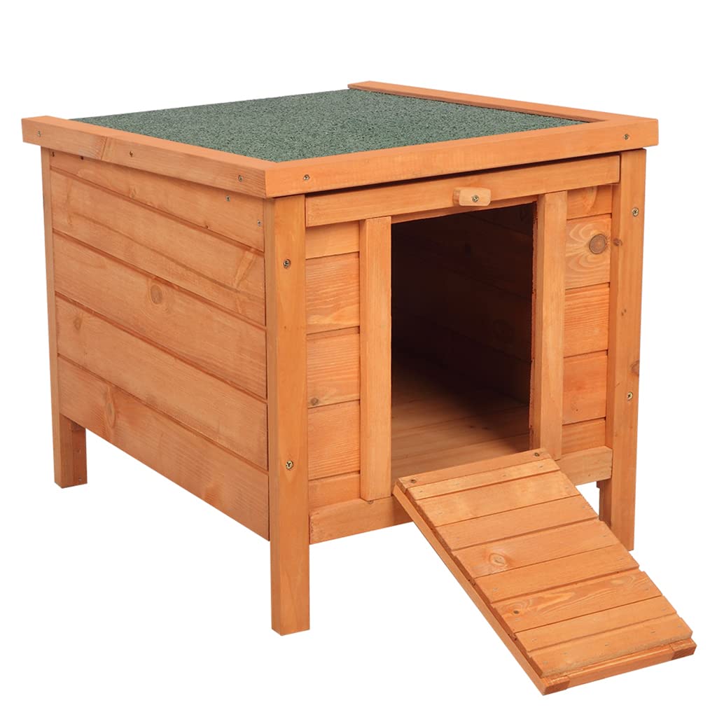 Cat House Outside, Weatherproof Wooden Bunny Rabbit Cat Hutch Outdoor Pet Cage Shelter Feral Cat House, Small Pet House and Habitats AMZOSS