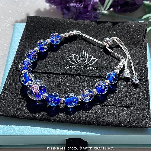 ARTSY CRAFTS INC Glow in The Dark Firefly Beads Bracelets Necklaces, Murano Glass Beads Crystal Birthstone Beaded Jewelry Adjustable Slider Chain ARTSY CRAFTS INC