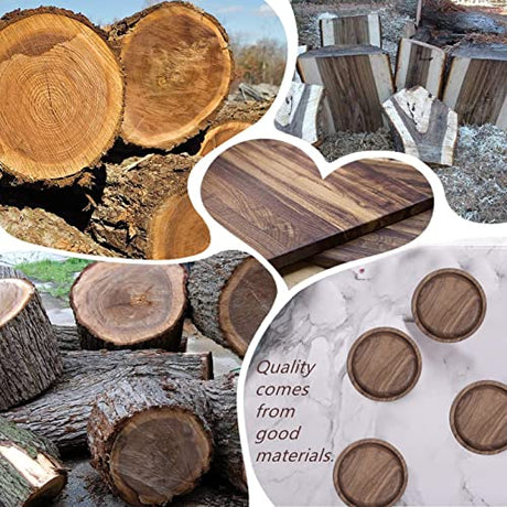 MAPRIAL Wooden Coasters for Drinks, 4 Pack 4 Inch Wood Drink Coasters Set 100% Natural Walnut Coasters for Housewarming Gifts for New Home, Office, MAPRIAL