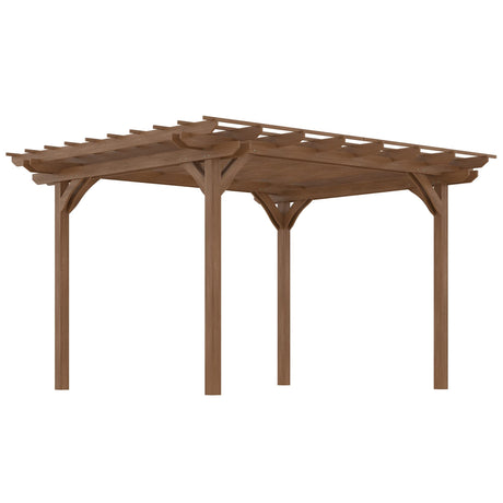 Outsunny 12' x 10' Outdoor Pergola, Wood Grape Gazebo for Climbing Plant Support, Garden, Patio, Backyard, Deck, Brown Outsunny