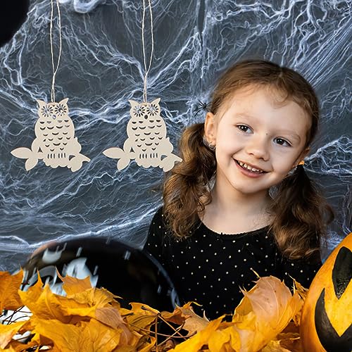 SEWACC 1 Set owl Wood Chips Halloween Decor Halloween Supplies Owl Wood Slices Unfinished Wood Chips DIY Wood Boards Halloween Adorn Wood Decor DIY SEWACC