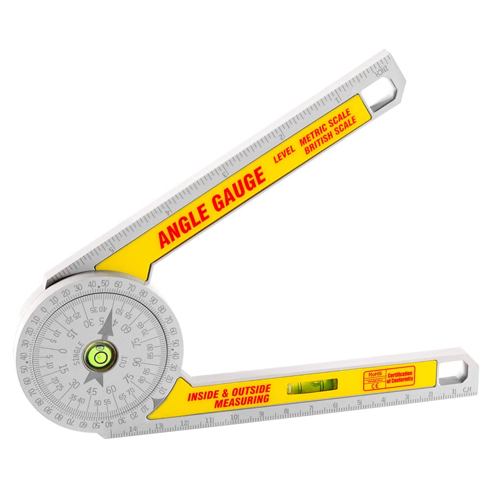 Miter Saw Protractor Angle Ruler, 360 Degree Measure Tool,Angle Finder Gauge with High Accuracy Bubble Level for Carpenters and All Building Trades AUSDTOOLS