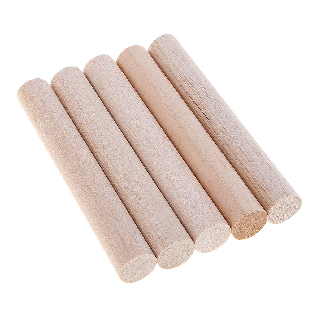 Baosity B Assorted Sizes Round Balsa Rods Unfinished Woodcraft Stick Dowel Rod for Kindergarten Handmade Craft Model Making Accessories, 5 Pieces Baosity