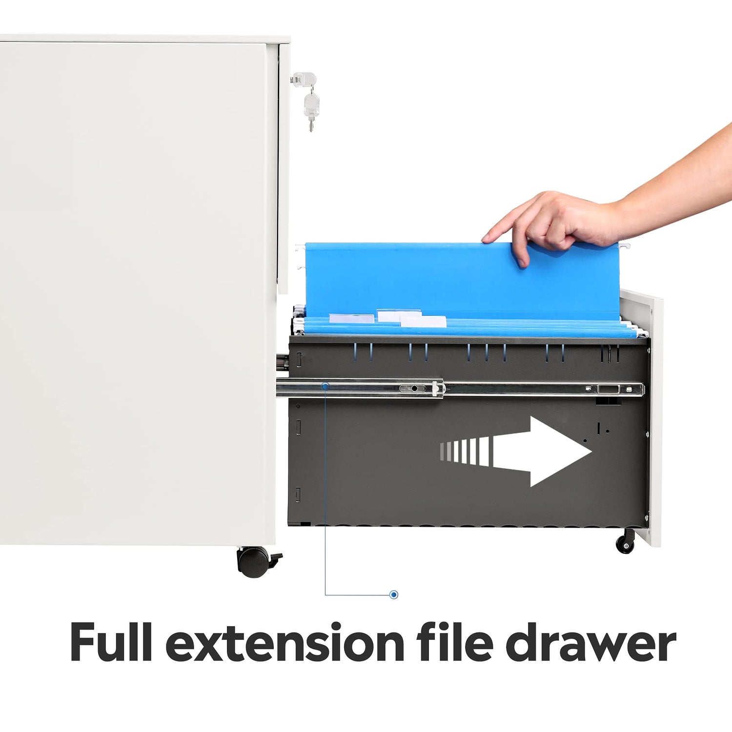 DEVAISE 2-Drawer Mobile File Cabinet with Lock, Commercial Vertical Cabinet in White DEVAISE