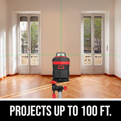 SKIL 100ft. 360° Green Self-Leveling Cross Line Laser Level with Horizontal and Vertical Lines Rechargeable Lithium Battery with USB Charging Port, - WoodArtSupply