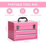 14 Inch Steel Portable Tool Box with drawers - Tool Storage Box Organizer with Metal Latch Closur - Powder Coated Toolbox Chest for Tools Storage TWUBLK