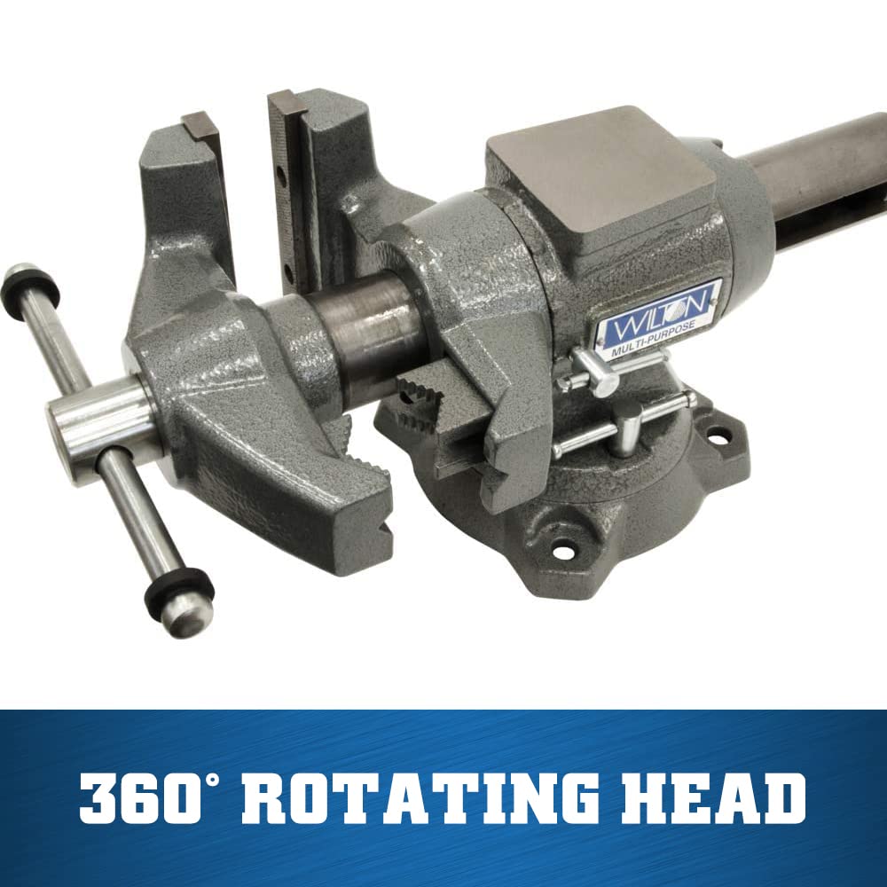 Wilton 5-1/2" Multi-Purpose Bench Vise, 360° Rotating Head & Base, 5" Max Opening (Model 550P) - WoodArtSupply