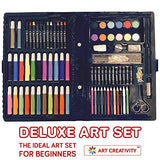ArtCreativity Deluxe Art Kit For Kids Art Set - Beginners Supplies 101 Piece Artist Drawing Painting Kit with Coloring Book, Art And Craft Gift Set ArtCreativity