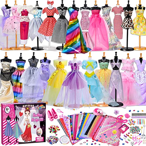 500+Pcs Girls Fashion Design Kids Sewing Craft Kit for Making 60 Pack Doll Cloth Accessories Dress Up, Art Crafts for Girl Ages 8-12+ Teen Preteen