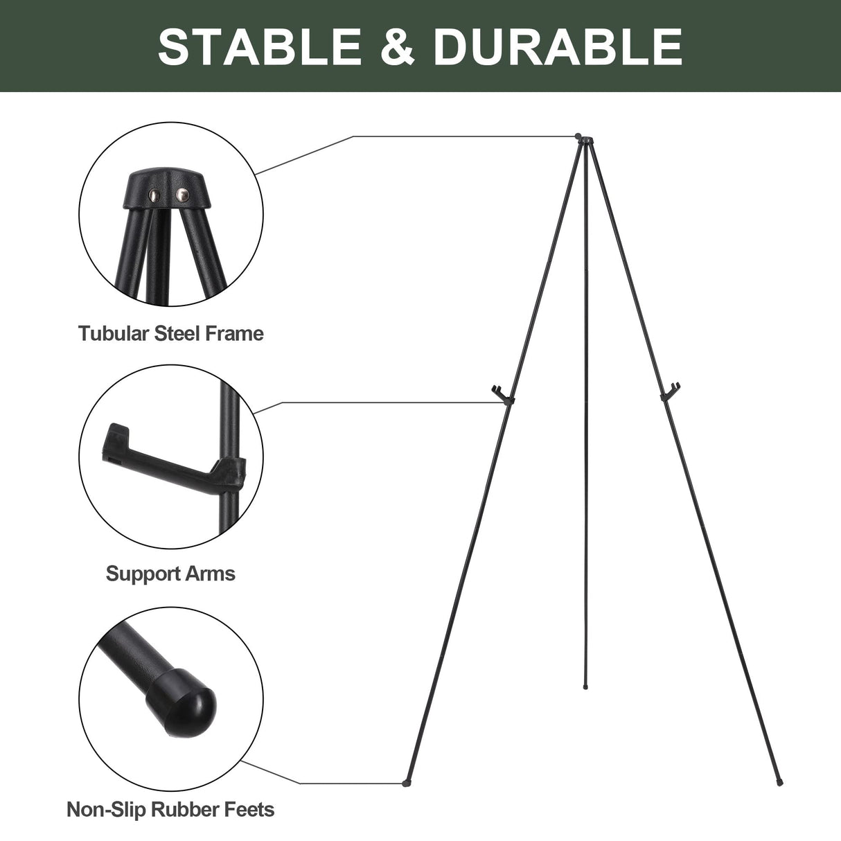 DANMO Easel Stand for Wedding Sign Poster 63'' Instant Display Easel for Floor Adjustable Metal Art Easel Black DANMO