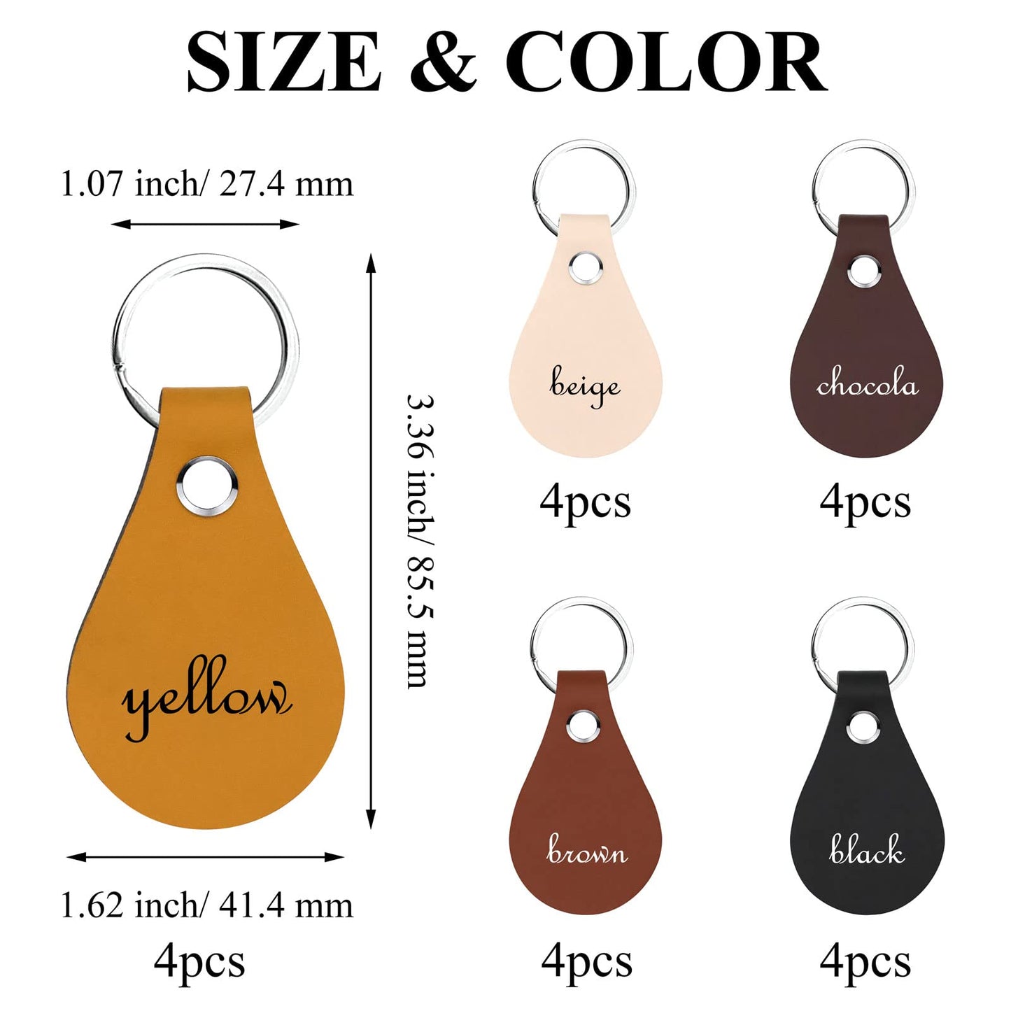 20 Pack Leather Key Fob Kit PU Leather Keychain Blanks with Key Rings and Rivets Key Chain Blanks for DIY Craft Laser Engraving Keychain Making - WoodArtSupply