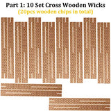 BUENNUS 10 Set Wooden Candle Wicks Crackle Natural Cross Wood Wicks for Candle Making 5.1x0.5inch Hollow Wooden Wick with Metal Base Stand for Soy BUENNUS