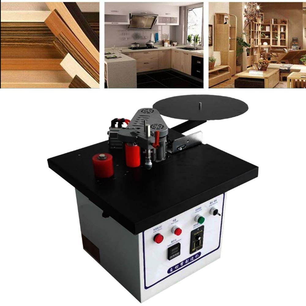 Edge Bander, Benchtop Woodworking Edge Banding Machine, Double-Sided Gluing, 1200W Automatic Curve Straight Edge Bander Edge Banding Tools for ABS, HAOREBAIYU