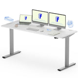 FLEXISPOT Adjustable Desk 60 x 24 Inches Stand Up Desk Workstation Electric Height Adjustable Standing Desk with Splice Board (Gray Frame + 60 inches FLEXISPOT