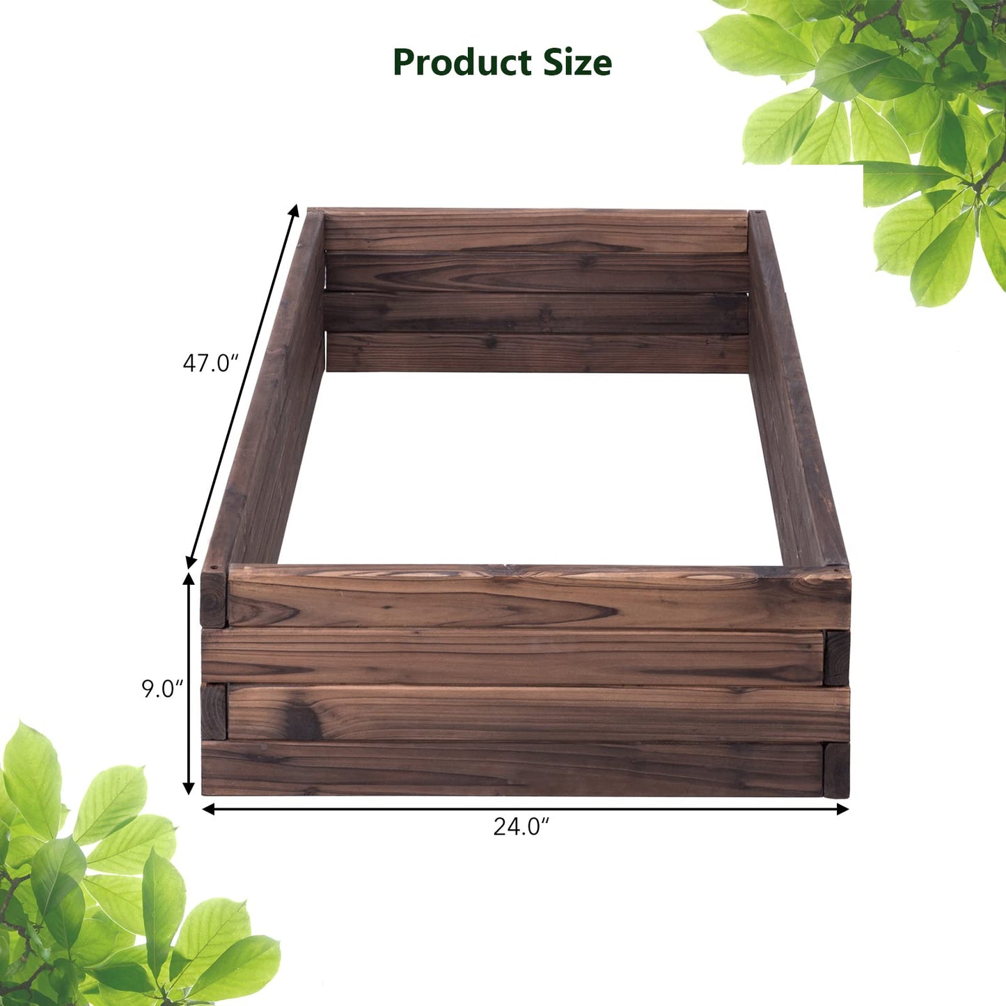 Giantex Raised Garden Bed, Wood Planter Box, Outdoor Planting Bed for Vegetable Flower, Rectangular Planter for Patio and Lawn 47''Lx24''Wx9''H, - WoodArtSupply