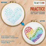 Learn 30 Stitches Heart Embroidery kit for Beginners with Stamped Embroidery Patterns Starter Kit. Needlepoint Cross Stitch for Kids & Adults CRAFTILOO