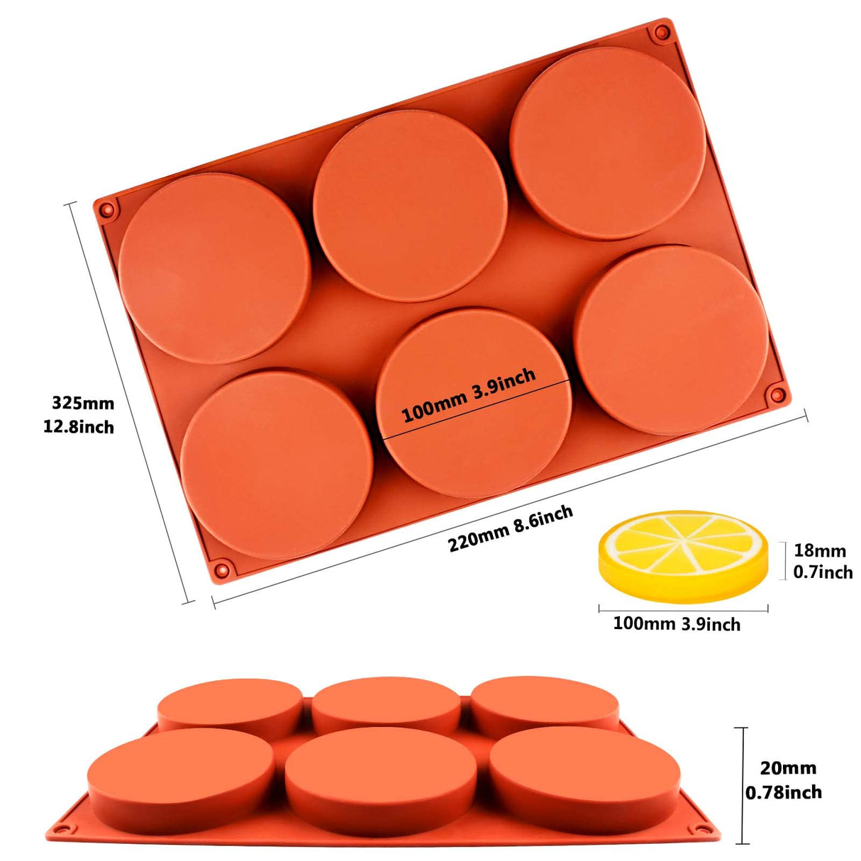 FUNSHOWCASE Round Disc Baking Silicone Mold 6-Cavity, 4inch 2-Bundle FUNSHOWCASE