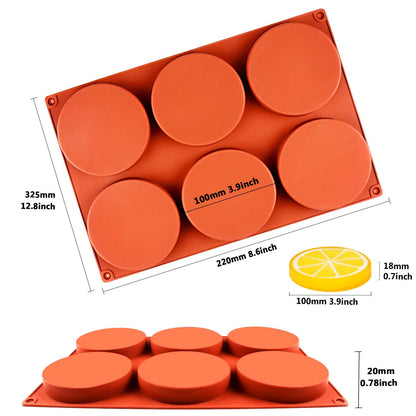 FUNSHOWCASE Round Disc Baking Silicone Mold 6-Cavity, 4inch 2-Bundle