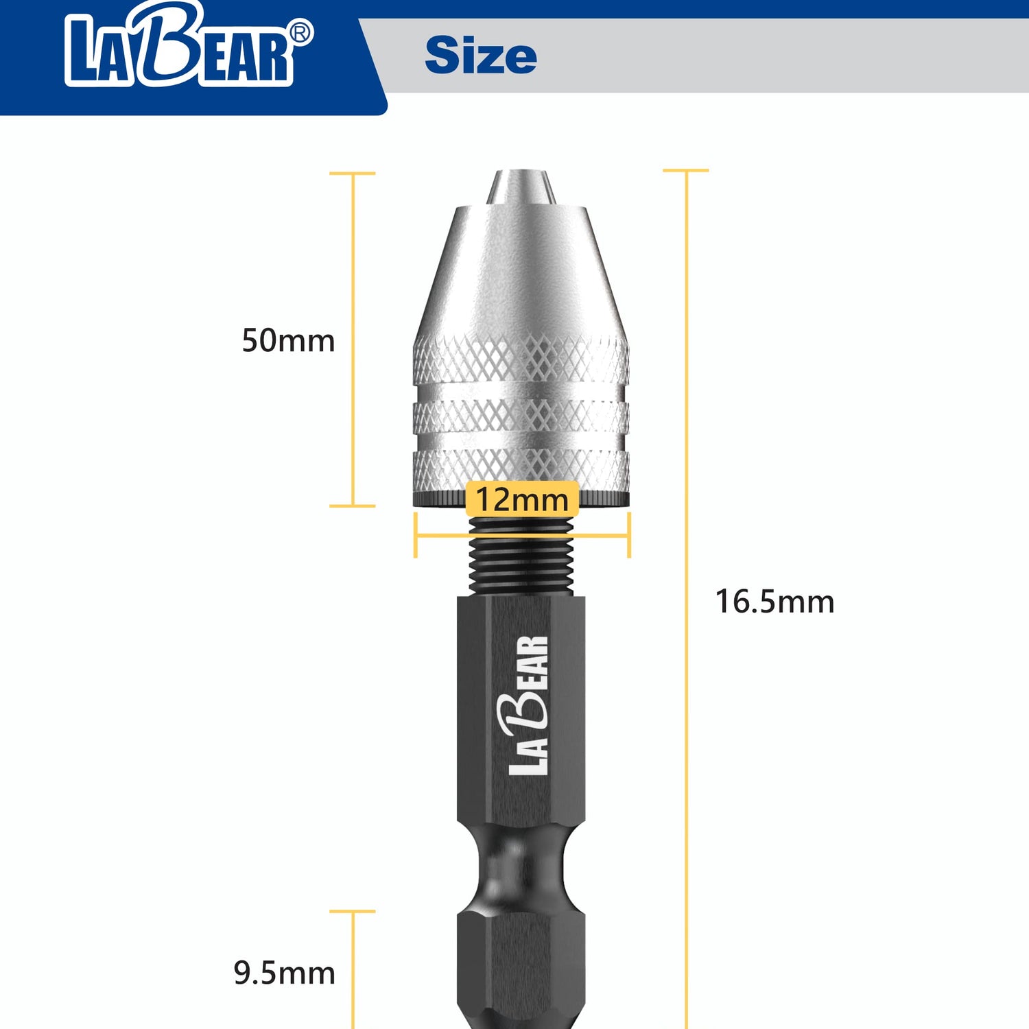 LABEAR - Drill Chuck Keyless Mini Adapter ¼ Inch Hex Shank | 0.3-3.2mm Capacity for Micro Drill Bits For Cordless Screwdrivers, Drills, and Power DIY LABEAR