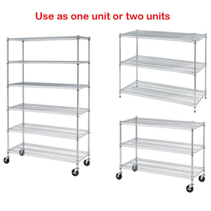 6 Tier Storage Shelves Metal Wire Shelving Unit with Wheels, 6000LBS Weight Capacity Heavy Duty NSF Height Adjustable Garage Shelving Utility Steel - WoodArtSupply