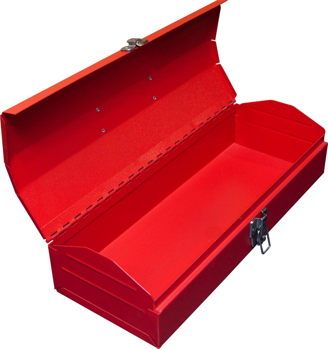 BIG RED TB102 Torin 16" Hip Roof Style Portable Steel Tool Box with Metal Latch Closure, Red - WoodArtSupply