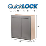 Quicklock RTA (Ready-to-Assemble) | 36 Tall Wall Kitchen Cabinets - Shaker Style | 100% Hardwood | Made in America | Soft MUW303612RTA 36 Wall Quicklock