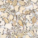 AUEAR, 300 Pack Wooden Embellishments Squirrel Mushroom Leaf Slices Discs Unfinished Wooden Cutouts Wood Ornaments for Crafts DIY Handmade Decoration AUEAR