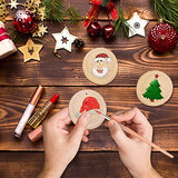 Wood Ornaments, Mathtoxyz Wood Slices 2.4-2.8 Inches 30 Pcs Rustic Unfinished Wood Log Discs Predrilled Wooden Circles for DIY Arts Crafts Halloween Mathtoxyz