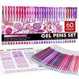 Shuttle Art 60 Pack Tone , Pink Purple Gel Pens with 30 Refills for Adults Coloring Books Journaling Drawing Nature, Landscapes, Animals Scenes Shuttle Art