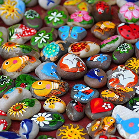 LANIAKEA 20 Pcs River Rocks for Painting, 3-5 Inch River Rocks Caft Rocks for Arts Multi-Color Painting Rocks for Kids Project, Crafts and Home LANIAKEA