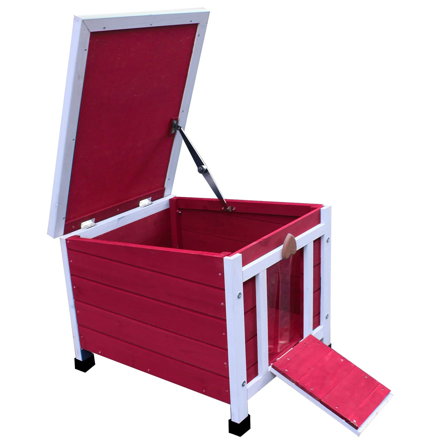 Rockever Outdoor Cat House,Outdoor cat Houses for Feral Cats Weatherproof Rabbit Hutch Small, Wooden Small Pet House and Habitats Rockever