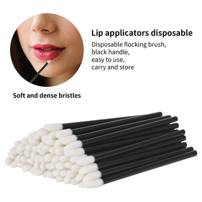 500PCS Lip Wands Applicators Disposable - Vaincre Lipstick Brush Lip Gloss Makeup Applicator Beauty Tool Kits Black - WoodArtSupply