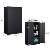 Neylory Metal Storage Cabinet with Locking Doors, Lockable Steel Storage Cabinet with 2 Doors and Shelves, Black Metal Cabinet with Lock, Small Steel Neylory