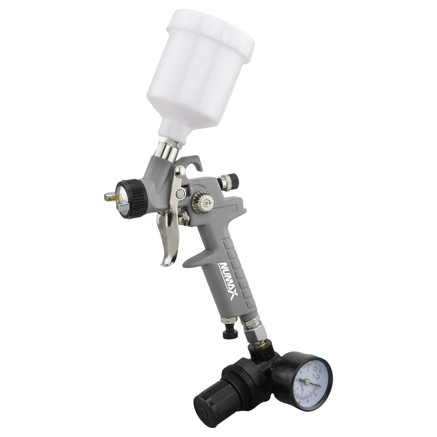 NuMax SPS08 Pneumatic 0.8mm Tip Mini HVLP Gravity Feed Spray Gun with 125cc Plastic Cup NuMax