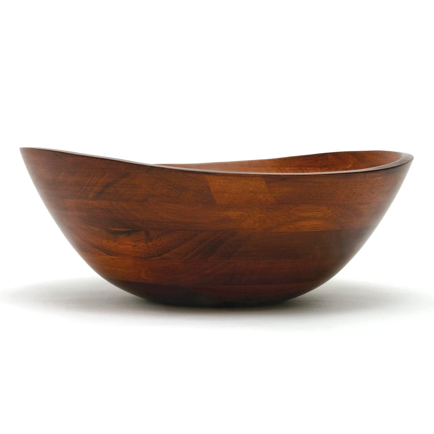 Lipper International Cherry Finished Wavy Rim Serving Bowl for Fruits or Salads, Matte, Large, 13" x 12.5" x 5", Single Bowl Lipper International