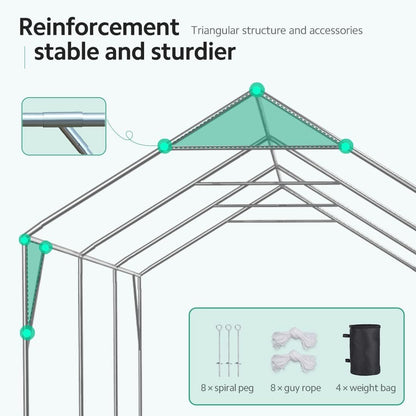 ADVANCE OUTDOOR 12x20 ft Heavy Duty Carport Car Canopy Garage Boat Shelter Party Tent, Adjustable Peak Height from 9.5ft to 11ft, Green - WoodArtSupply