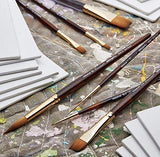 KINGART Finesse Kolinsky Sable Synthetic Blend Premium Watercolor Artist Brushes, Gift Box, Set of 8, Synthetic Brush Hairs, Acrylic Handle, for Oil, KINGART