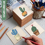 200 Pcs Unfinished Wood Squares for Crafts 4x4 Inch Square Wood Slice Blank Square Wood Cutouts Tiles Natural Unfinished Wood Pieces for DIY Crafts, AWIZOM