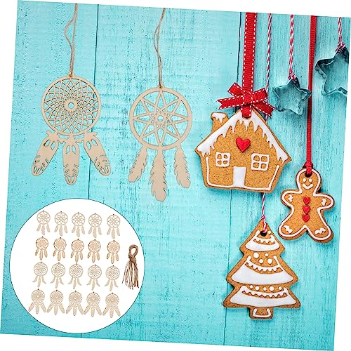 LALAFINA 120 Pcs Wooden Dreamcatcher DIY Dream Catcher Kit Unfinished Christmas DIY Kits Christmas Rustic Decor Macrame Dreamcatcher Wall Hanging - WoodArtSupply