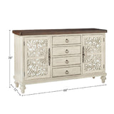 Acme Vermont 4-Drawer Wooden Console Table with 2 Door in Antique White ACME Furniture