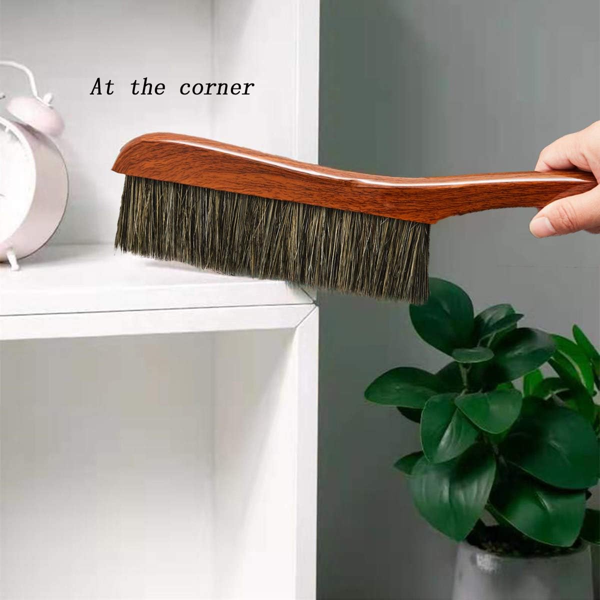 KERUIDENG Hand Broom Counter Duster Dusting Brush for Home Cleaning, Soft Dust Brush with Long Wooden Handle for Bed Sofa Furniture Couch Bench Car, KERUIDENG