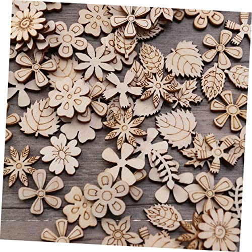TEHAUX 200 Pcs DIY Ornaments Wooden Flower Embellishments decoraciones para salas de casa Wooden?Shapes?to?Paint Unfinished?Wooden?Cutouts Home