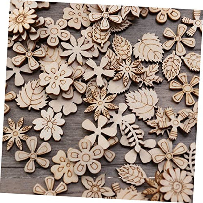TEHAUX 200 Pcs DIY Ornaments Wooden Flower Embellishments decoraciones para salas de casa Wooden?Shapes?to?Paint Unfinished?Wooden?Cutouts Home