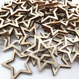 Natural Wood Slices Unfinished Wood 100pcs Cut Wood 1-3cm Mix Wooden Hollow Star Shape Craft Wedding Decor Marsrut