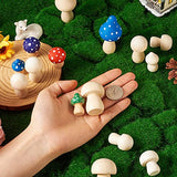 KISSITTY 30pcs Wood Mushrooms Unfinished Wooden Mushroom Craft Figures Embellishments Decorations for Home Garden Miniature Ornaments Decor Painting KISSITTY