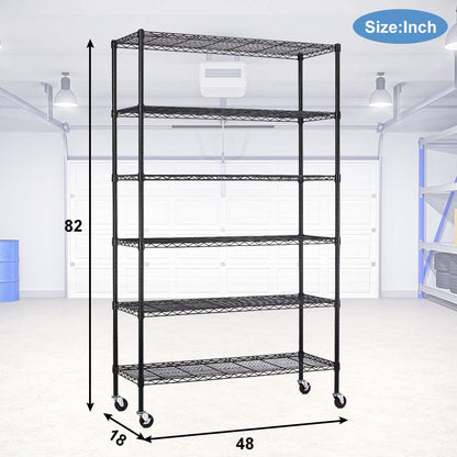 BestMassage 72"x48"x18" 6 Tire Wire Shelving Unit NSF Storage Shelves Large Heavy Duty Metal Shelf Organizer Height Adjustable Commercial Grade Steel - WoodArtSupply